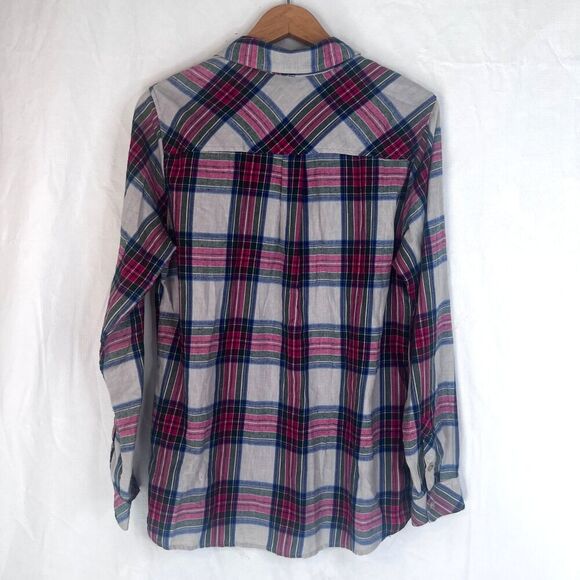 Croft & Barrow Plaid Flannel Shirt Cotton Blend Soft Comfy Medium Fall Basic - Picture 2 of 9